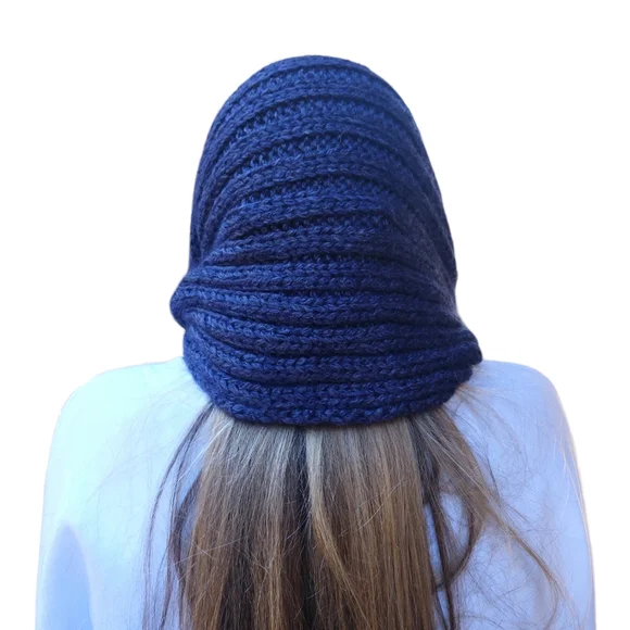 Scarf Infinity Hand Crafted  Blue Alpaca Bamboo Cowl Balaclava - Picture 14 of 16